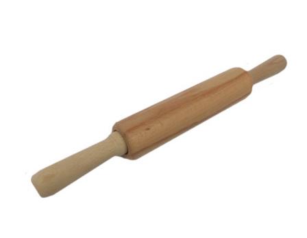 Скалка деревянная, бук, вращающиеся ручки 30см