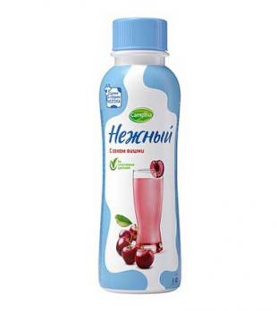 Напиток йогурт. "Нежный" 285 гр с соком вишни 0.1%