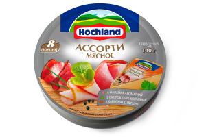 Сыр Hochland Ассорти деликатес круг 140гр(мясное)