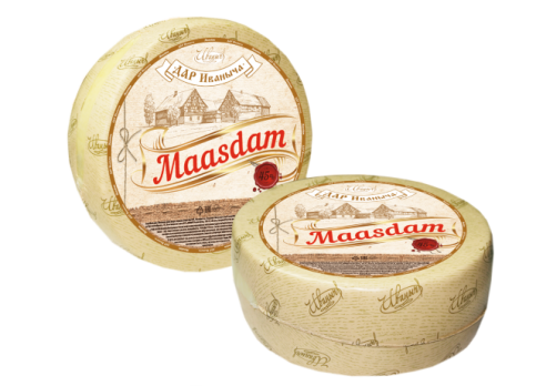 Маасдам ТМ "ДАР ИВАНЫЧА" сыр 45% (1/7,5 кг*2) круг